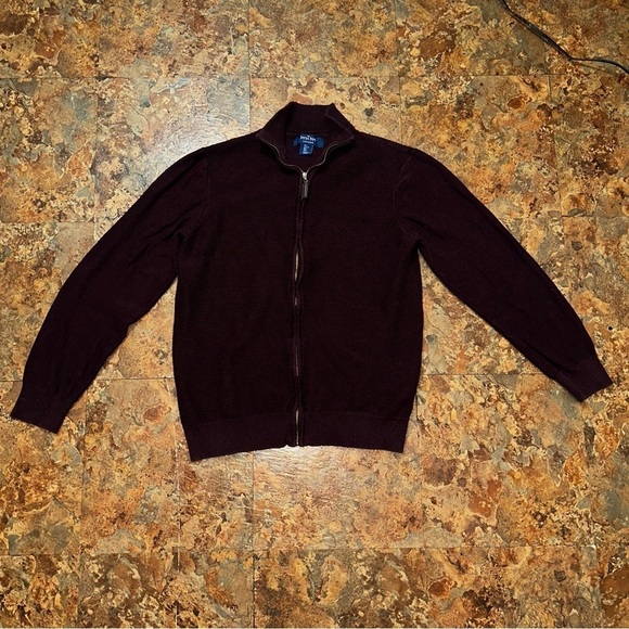 Savile Row Company London Full Zip Sweater Jacket Men’s Size Large Plum Purple - Picture 1 of 9